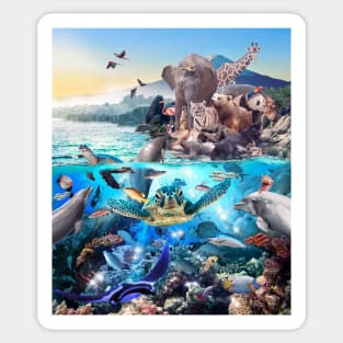 Ocean African Japanese Animal Animals Group Scene Sticker